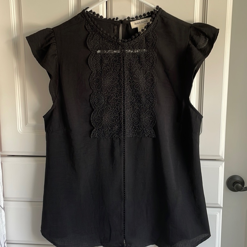 Monteau Black Lace Blouse